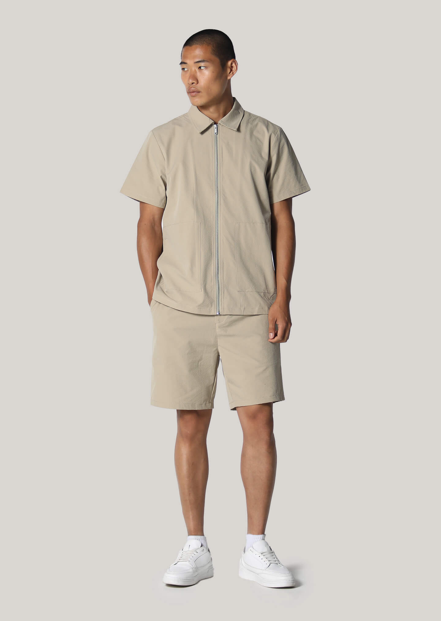 Bloomer Beige Seersucker Shorts