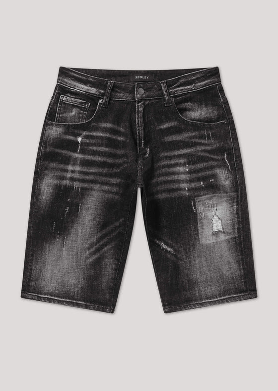 Clennan 916 Dark Wash Detailed Denim Shorts