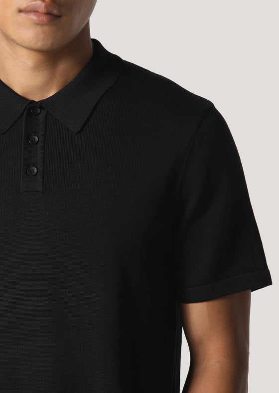 Cope Knitted Black Polo Shirt