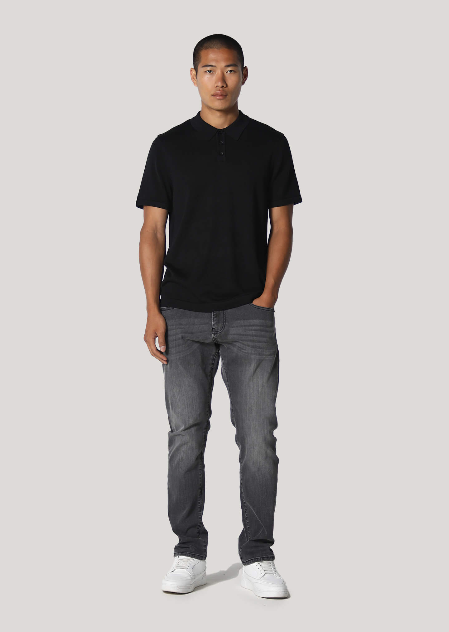 Cope Knitted Black Polo Shirt