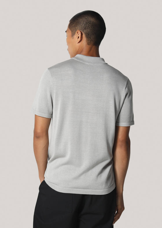 Cope Grey Knitted Polo Shirt