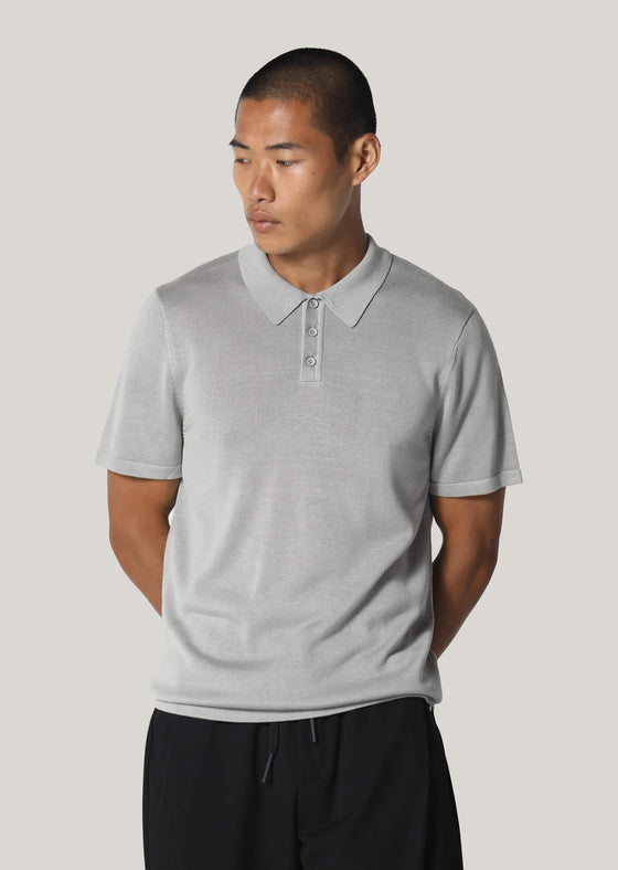 Cope Grey Knitted Polo Shirt