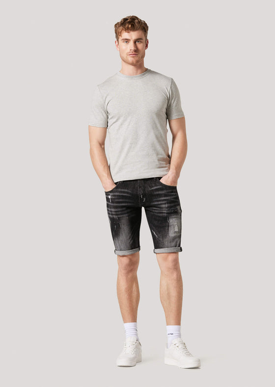 Clennan 916 Dark Wash Detailed Denim Shorts