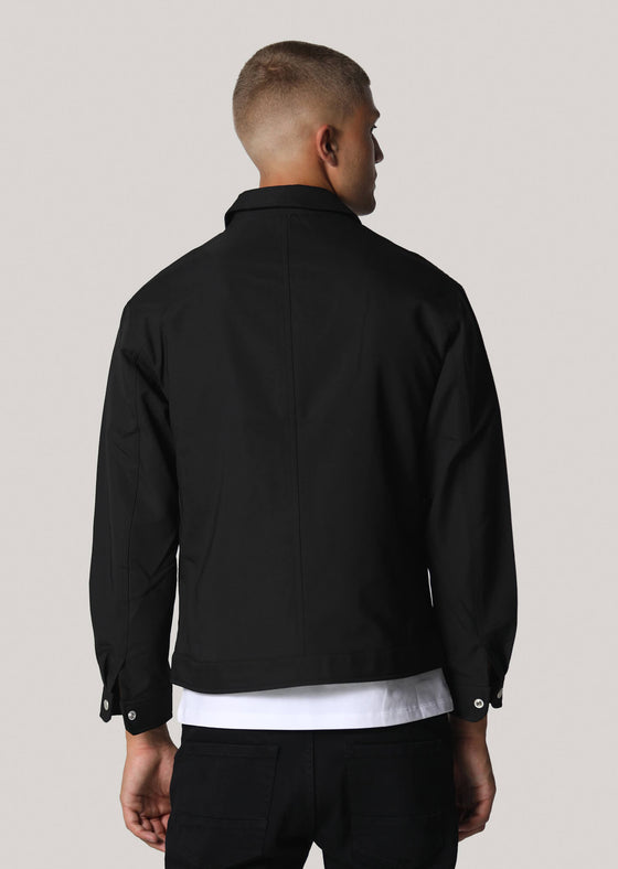 Denness Cropped Sleeves Black Jacket
