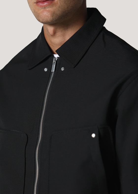 Denness Cropped Sleeves Black Jacket