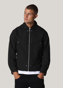  Denness Cropped Sleeves Black Jacket