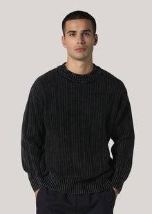  Elloson Distressed Detailed Black Knitwear