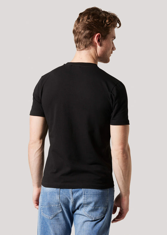 Ely Black Slim Fit Stretch T-Shirt