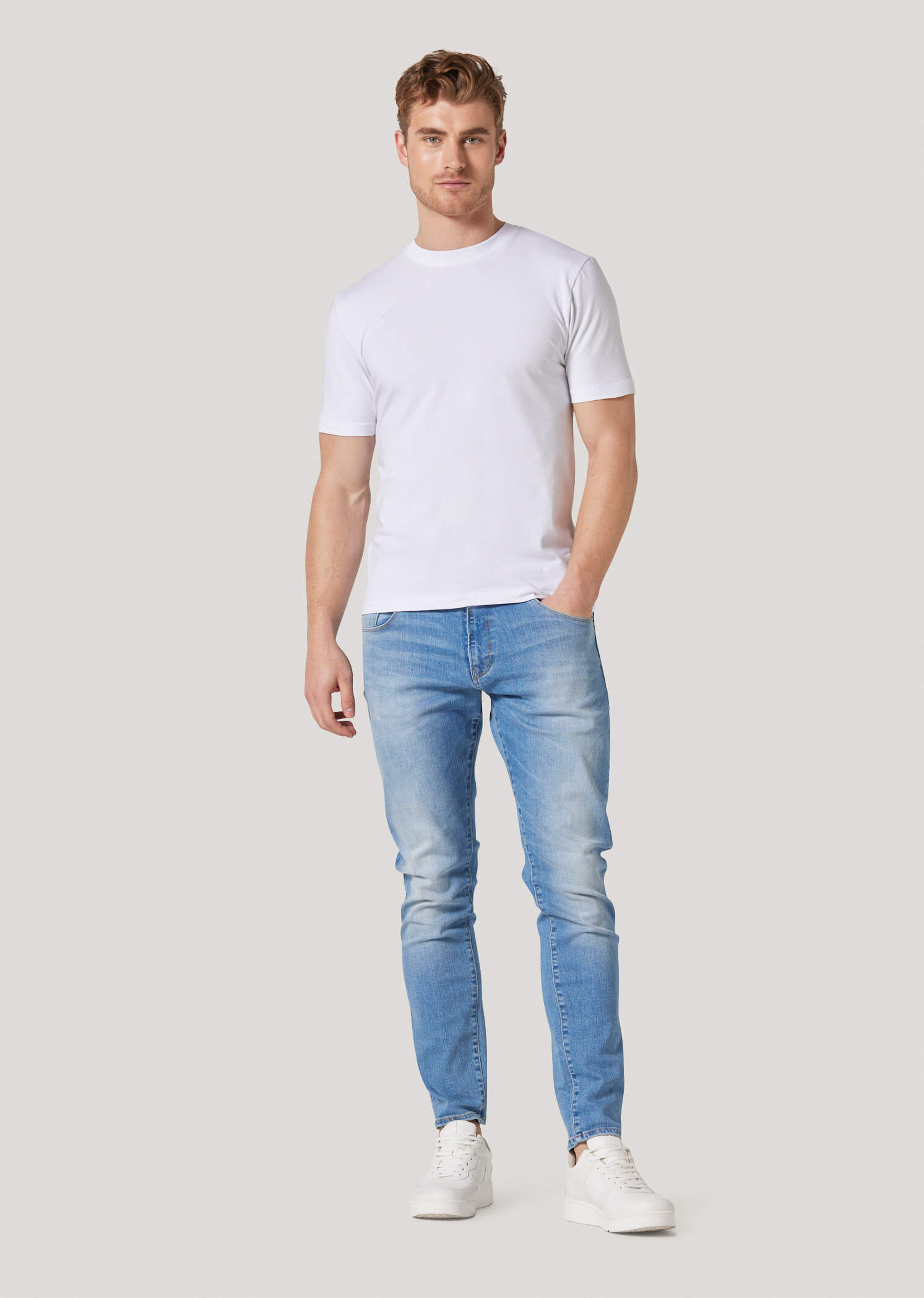 Ely White Slim Fit Stretch T-Shirt