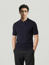 Jupp Navy Zip Up 100% Wool Knitted Polo