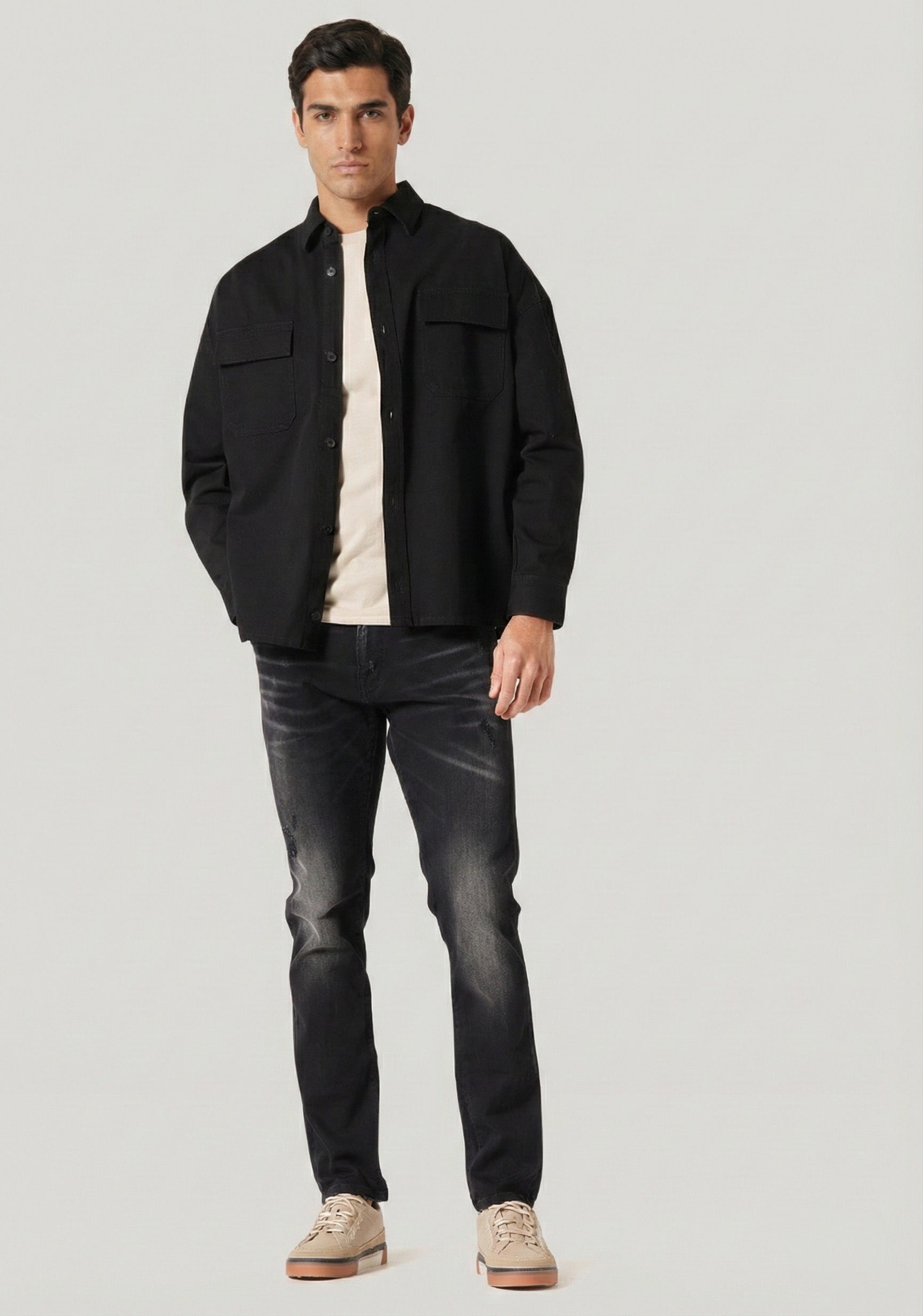 Cottam Oversized Black Overshirt