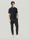 Jupp Navy Zip Up 100% Wool Knitted Polo