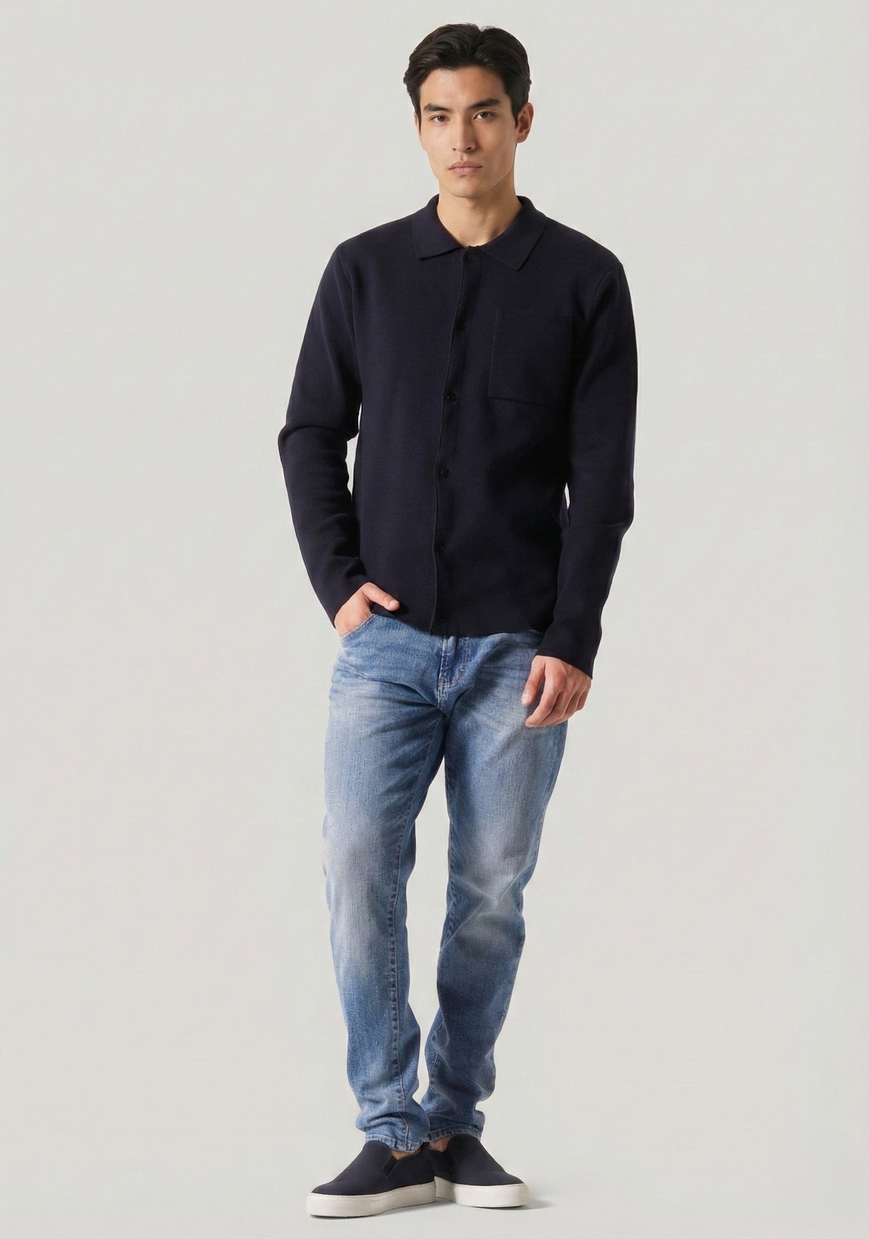 Carlisle Navy Knitted Cardigan