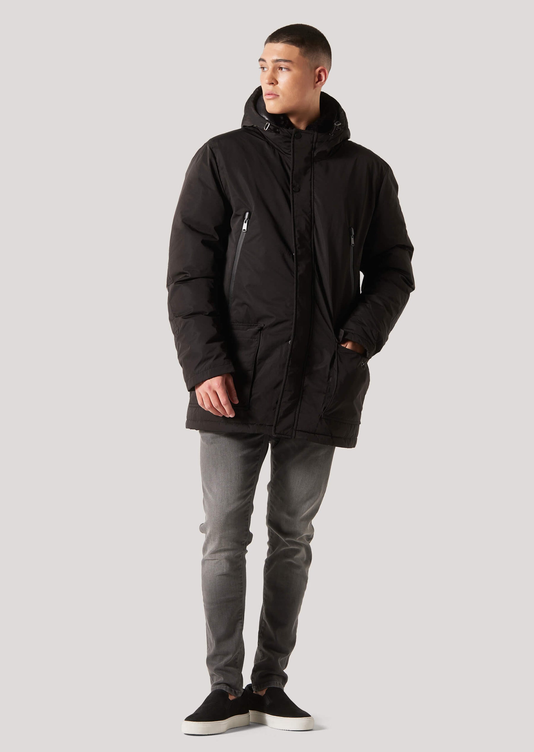 Henner Black Quilted Parka Jacket