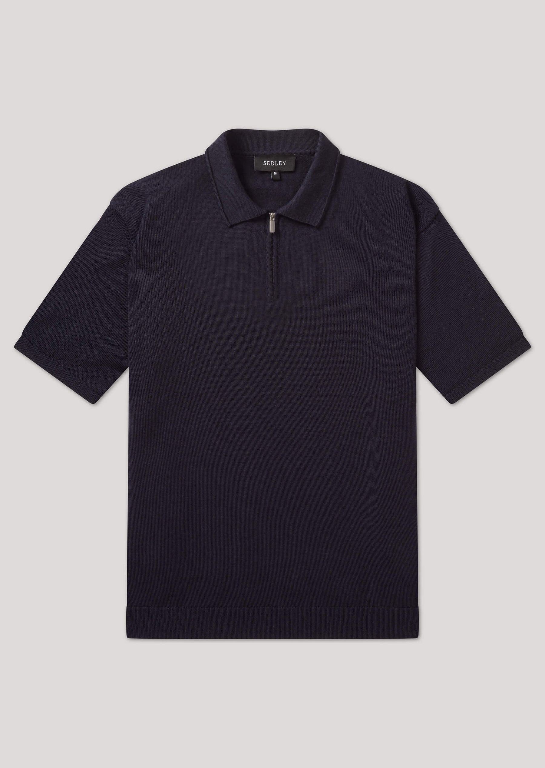 Jupp Navy Zip Up 100% Wool Knitted Polo