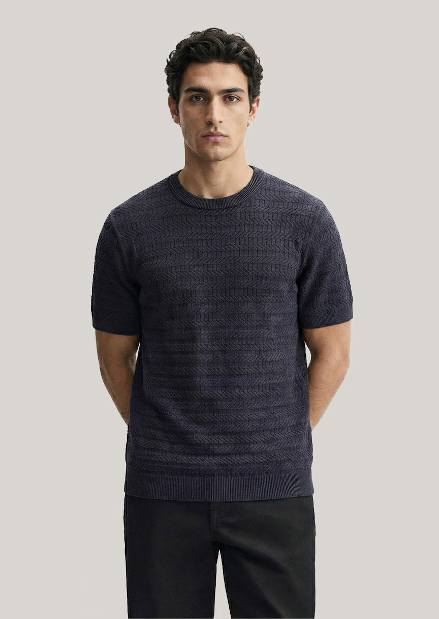 Orleans Knitted T-Shirt Navy