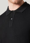 Penn Black Button Up 100% Wool Knitted Polo