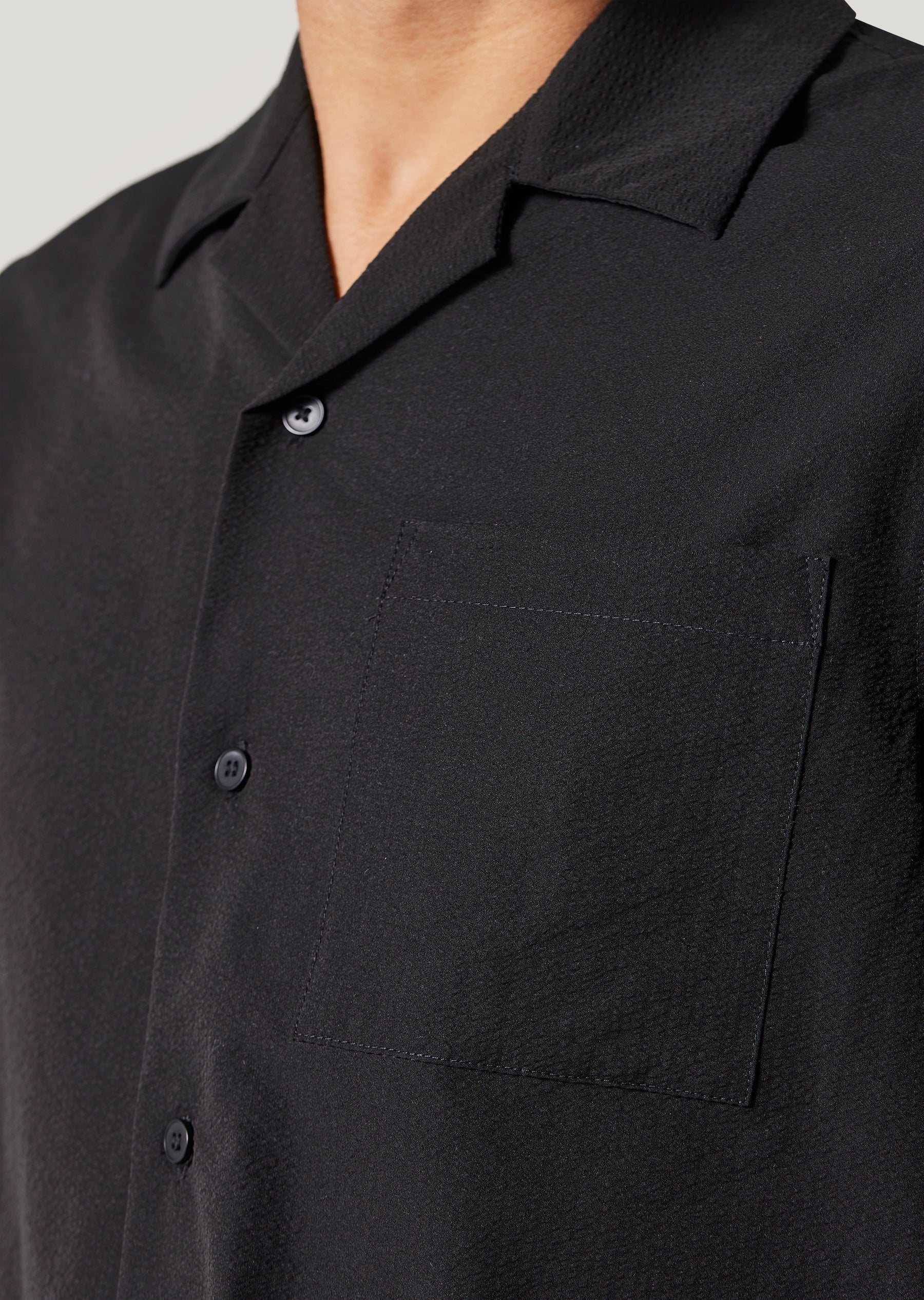 Steele Black Regular Fit Seersucker Shirt