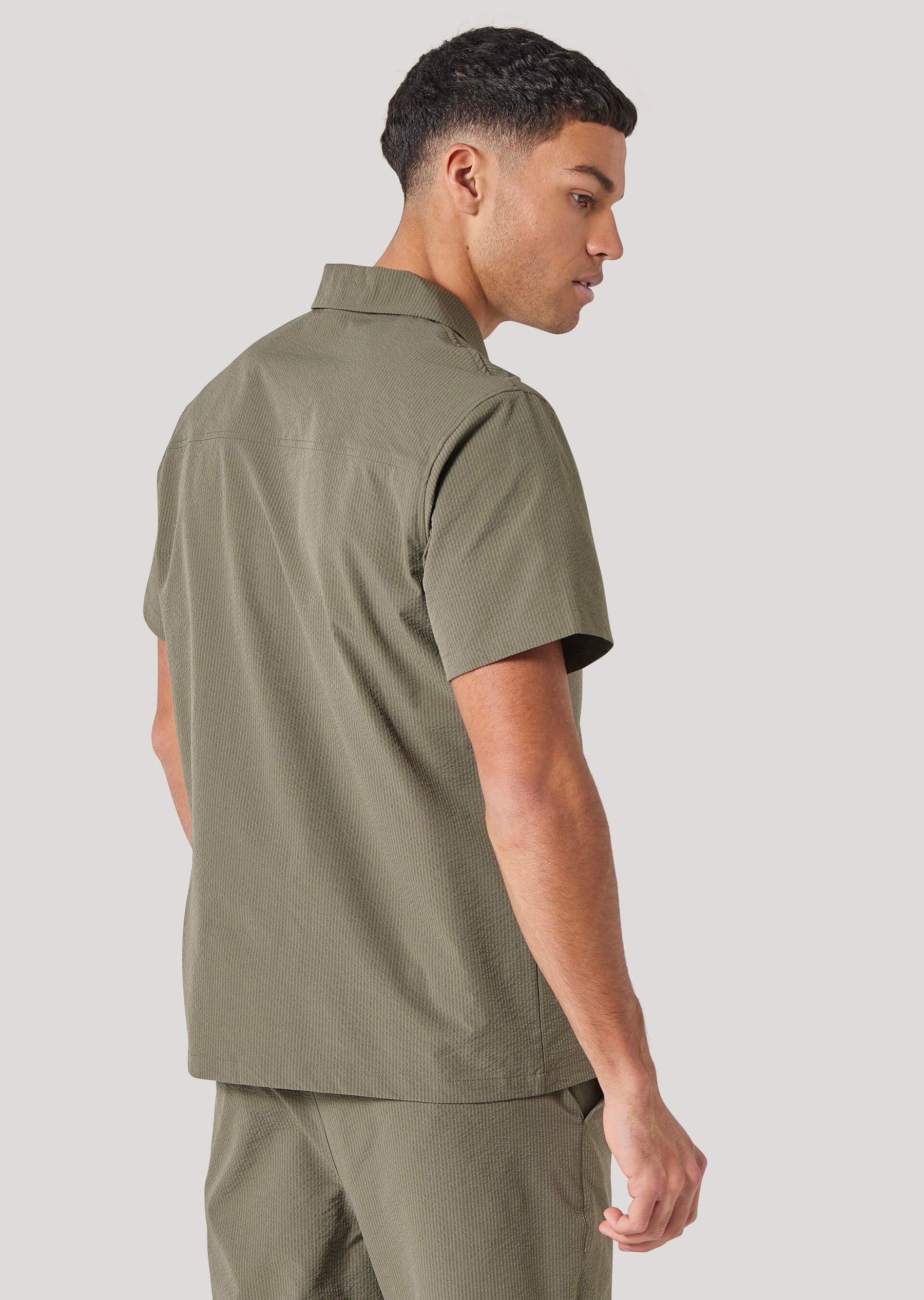 Steele Khaki Regular Fit Seersucker Shirt