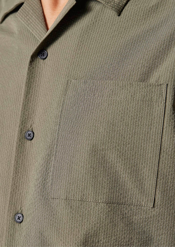 Steele Khaki Regular Fit Seersucker Shirt