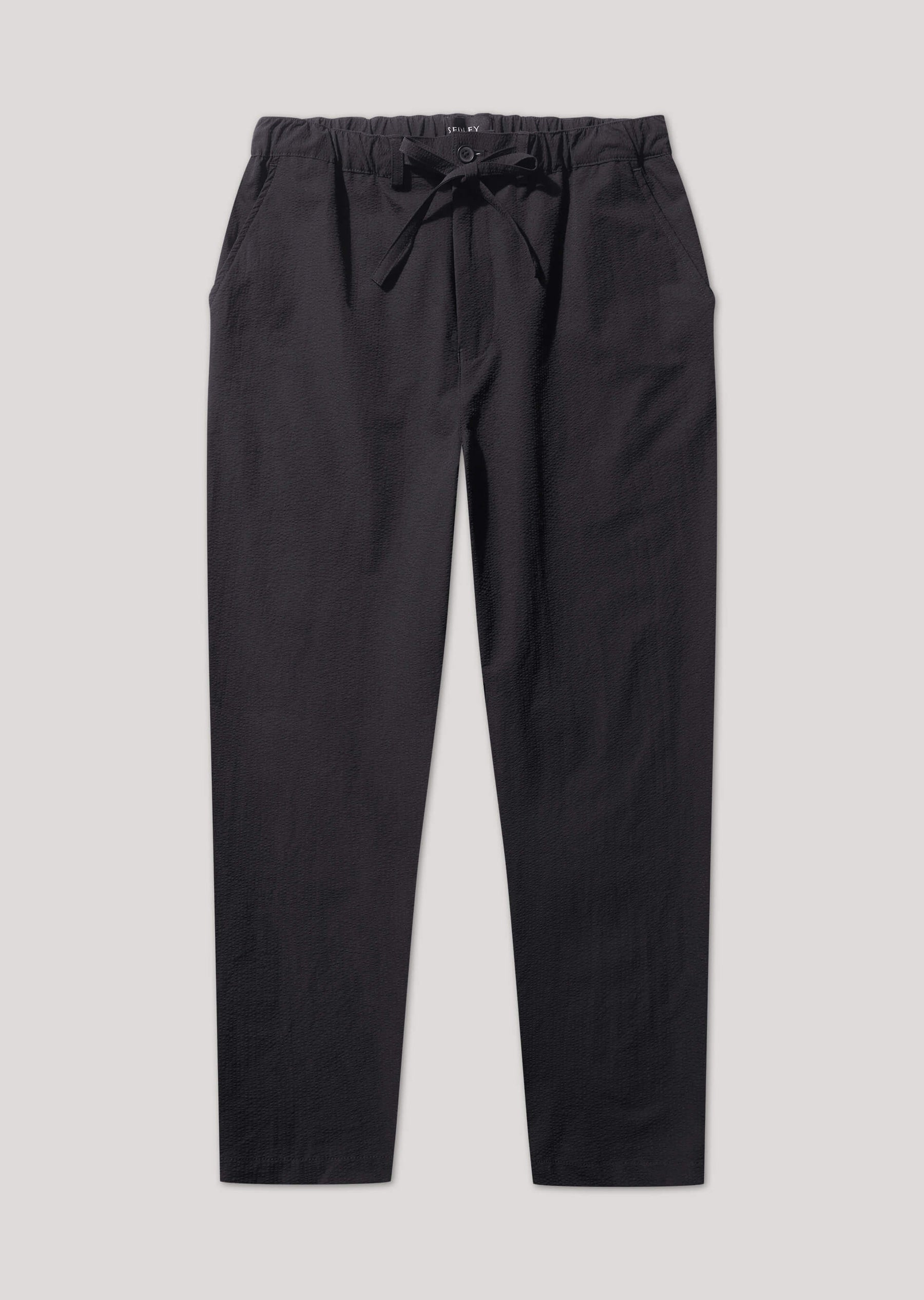 Slack Black Cropped Seersucker Trousers