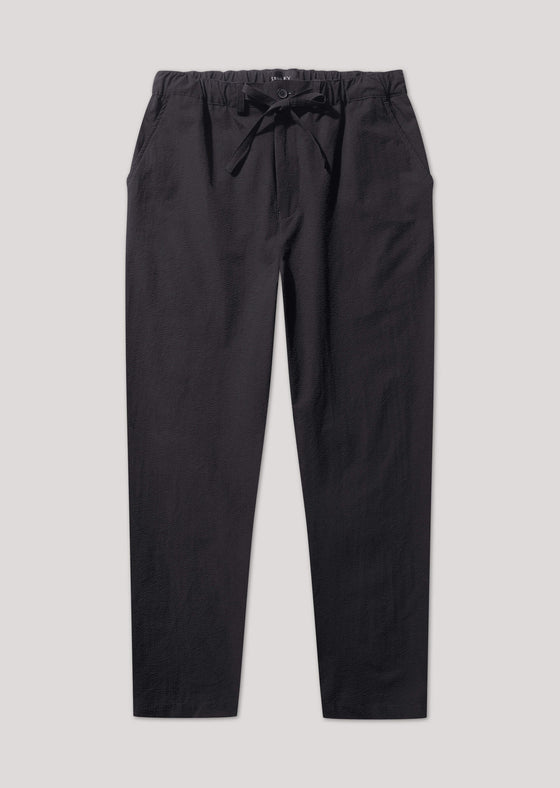 Slack Black Cropped Seersucker Trousers