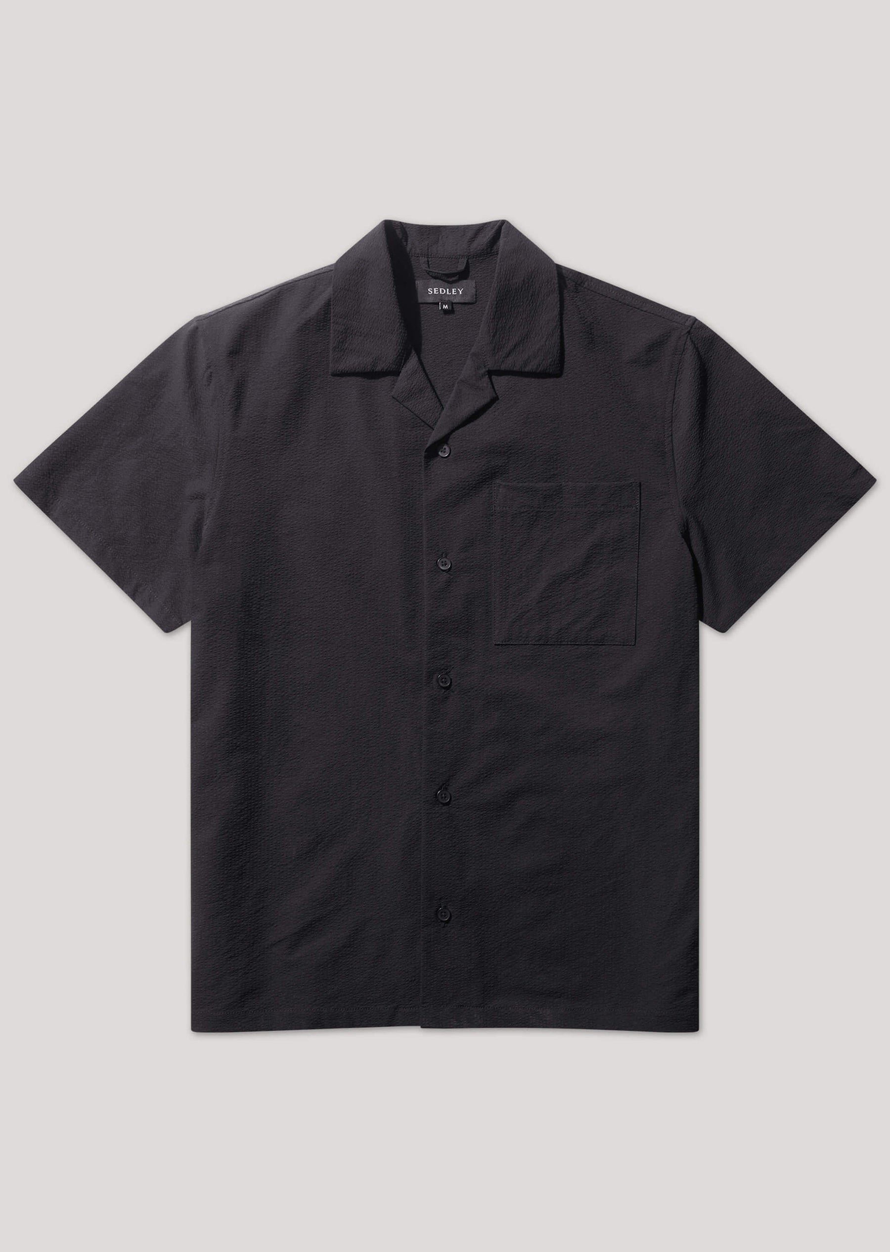 Steele Black Regular Fit Seersucker Shirt
