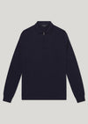 Hone Navy Zip Up 100% Wool Knitted Sweatshirt