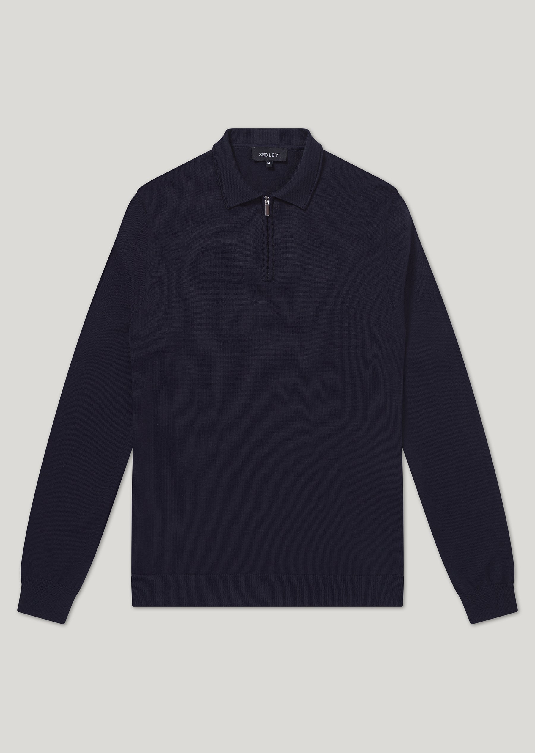 Hone Navy Zip Up 100% Wool Knitted Sweatshirt