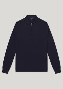  Hone Navy Zip Up 100% Wool Knitted Sweatshirt
