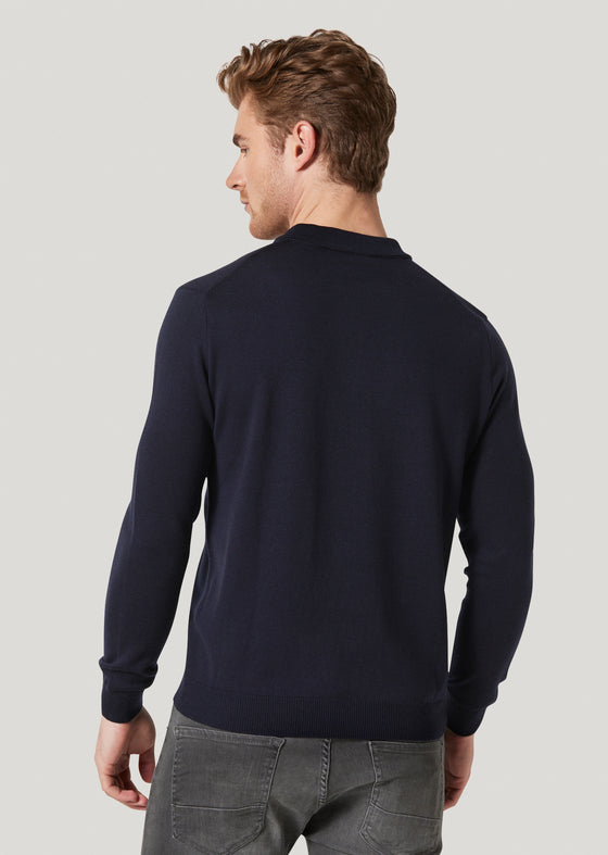 Hone Navy Zip Up 100% Wool Knitted Sweatshirt