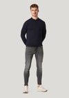 Hone Navy Zip Up 100% Wool Knitted Sweatshirt